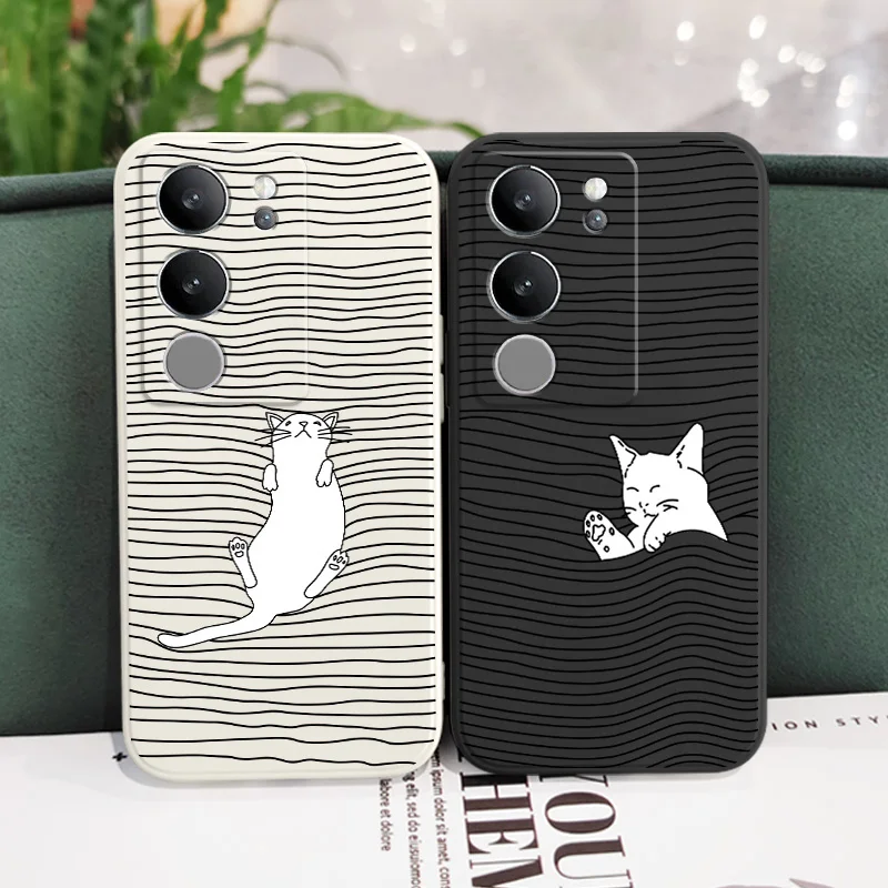 

Warm Bed Cat Phone Case For VIVO V50 V40 V30 V29 V29E V27 V27E V23 V23E V21 V20 Y20 Y12 Y21 Y22 Pro Silicone Cover