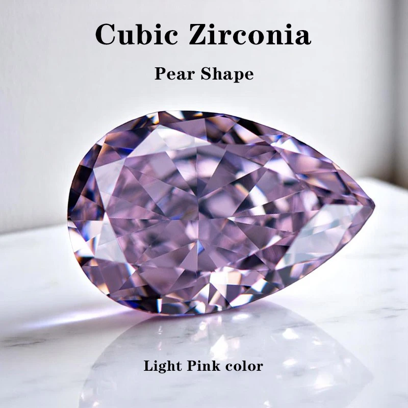 

Cubic Zirconia Light Pink Pear Shape 4k Crushed Ice Cut Top Grade Synthetic Cz Gems High Quality For Diy Jewelry Making