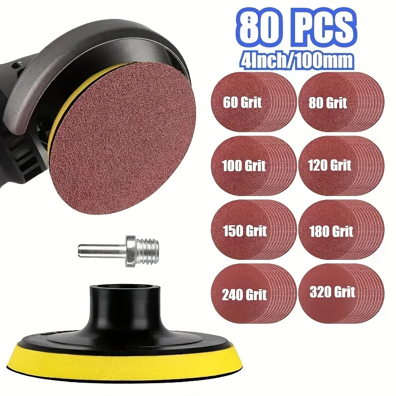 

82Pcs 4inch Sanding Discs Pad Car Polishing Headlights Repair Restoration Sandpaper Kits Auto Light Wheel Polish Sanding Paper