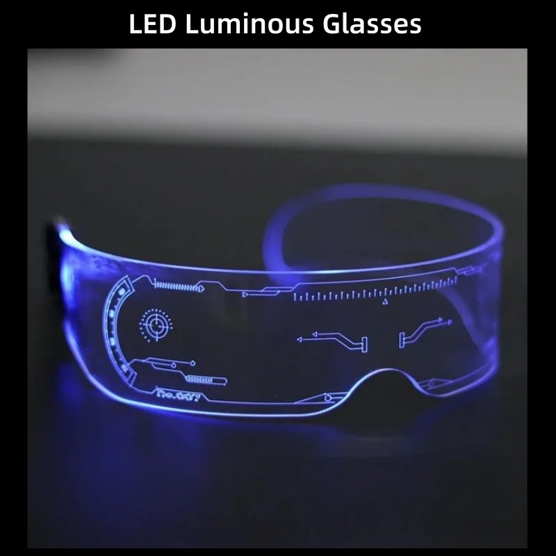 

Светящиеся неоновые очки для косплея и рейвов, крутые очки с LED-подсветкой, футуристические очки для взрослых