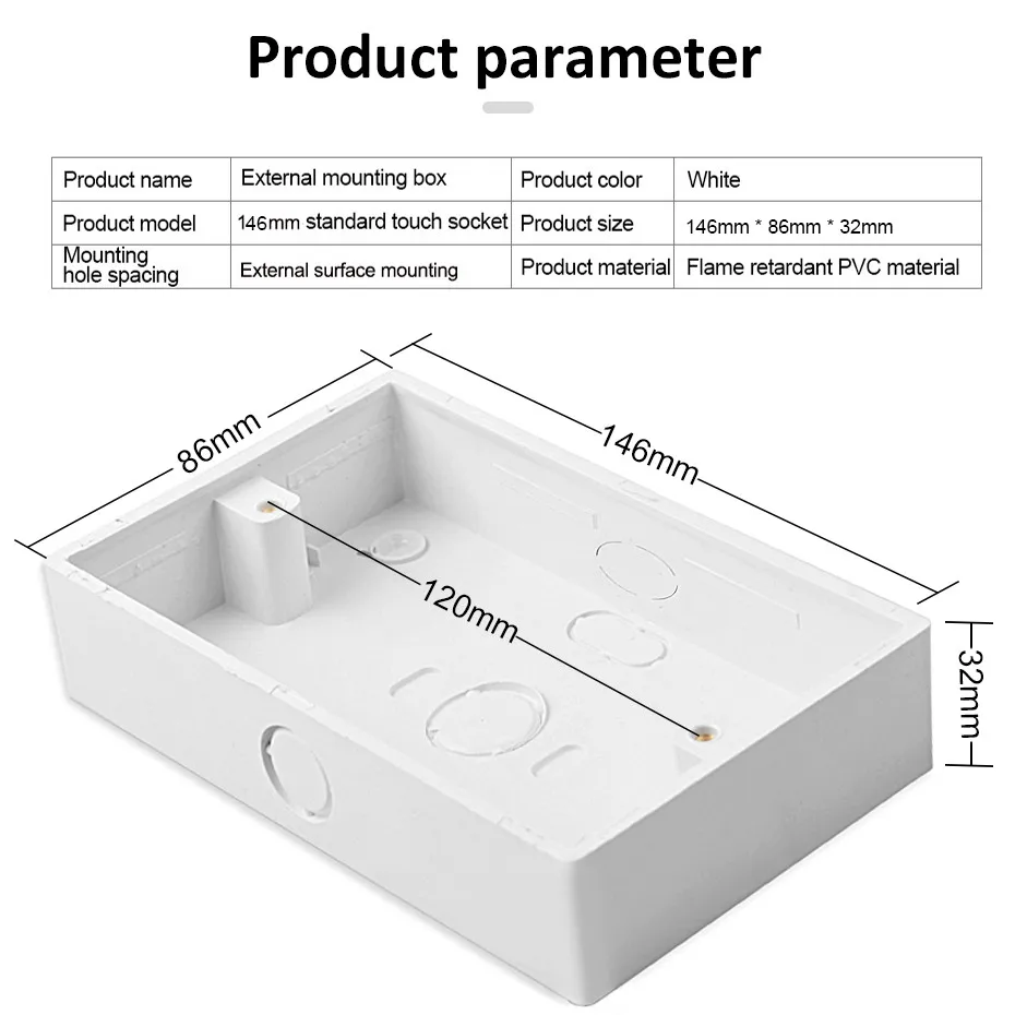 146 Type External Wall Switch Box Wall Socket Cassette PVC Materials For Wall Light Switch 146mm*86mm*32mm Standard Mounting Box