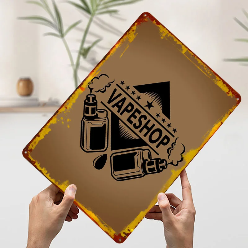 Vape Shop Logo Tinplate Posters Customizable Wall Art Retro Vintage Metal Signs for Home Room Mancave Decoration Gaming Garden view 3