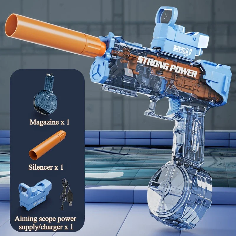 Pistola de agua eléctrica de alta presión, juguetes, pulverización continua completamente automática para piscina de verano, juego de playa, perfecto para parques de atracciones