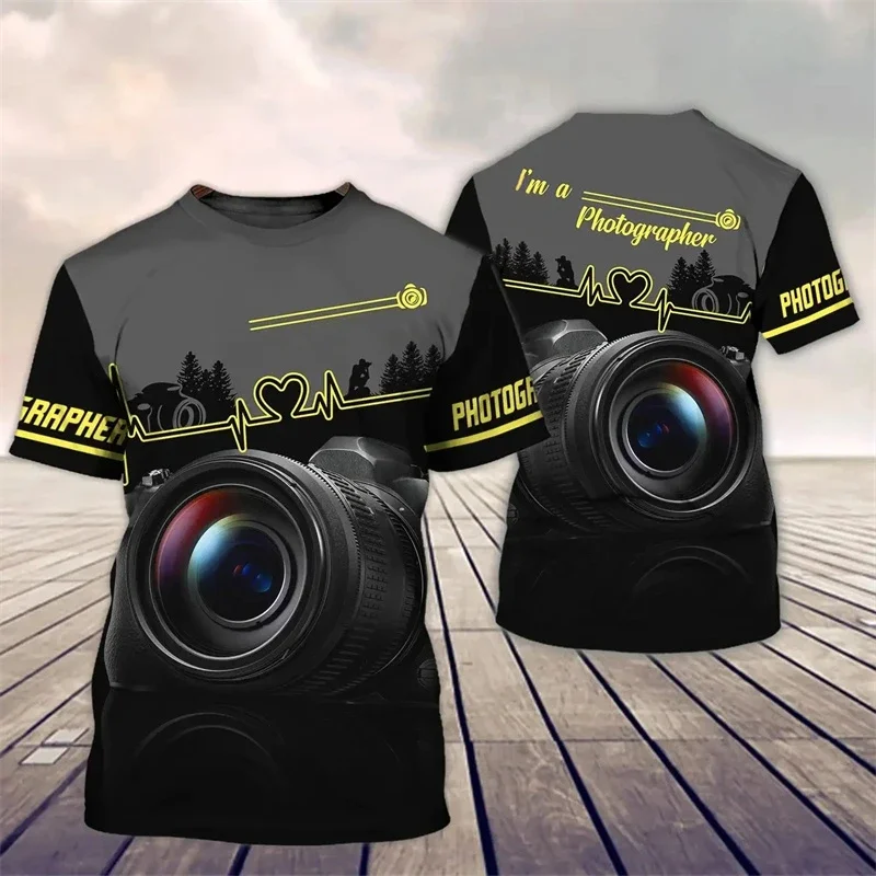 Fashion Funny Camera Photography T-Shirt 3D Print Men's Short Sleeve T-Shirt Streetwear Oversized Harajuku Tops  Clothing