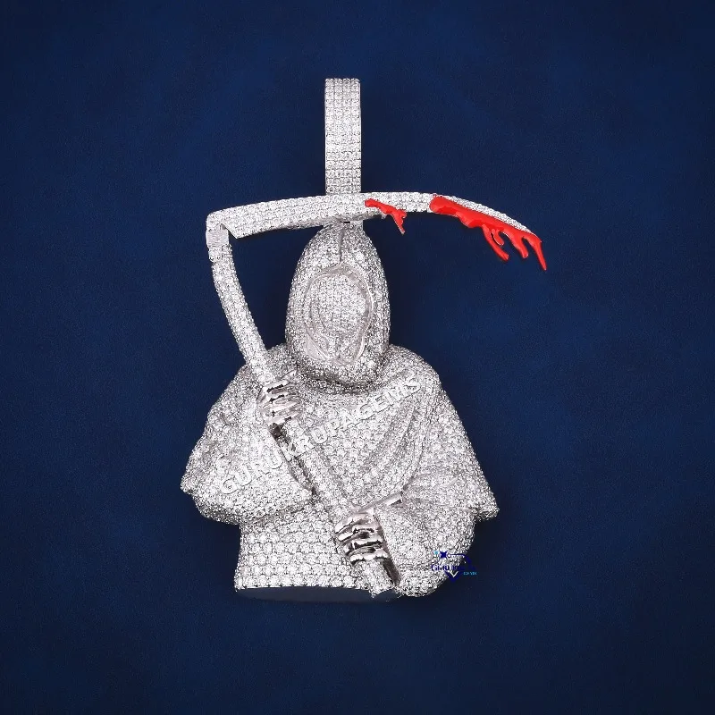 LYEE CYEE Custom Soul Collector Pendant. Iced-Out Grim Reaper with Blood-Red Detail. Your Fearless Statement. pendant