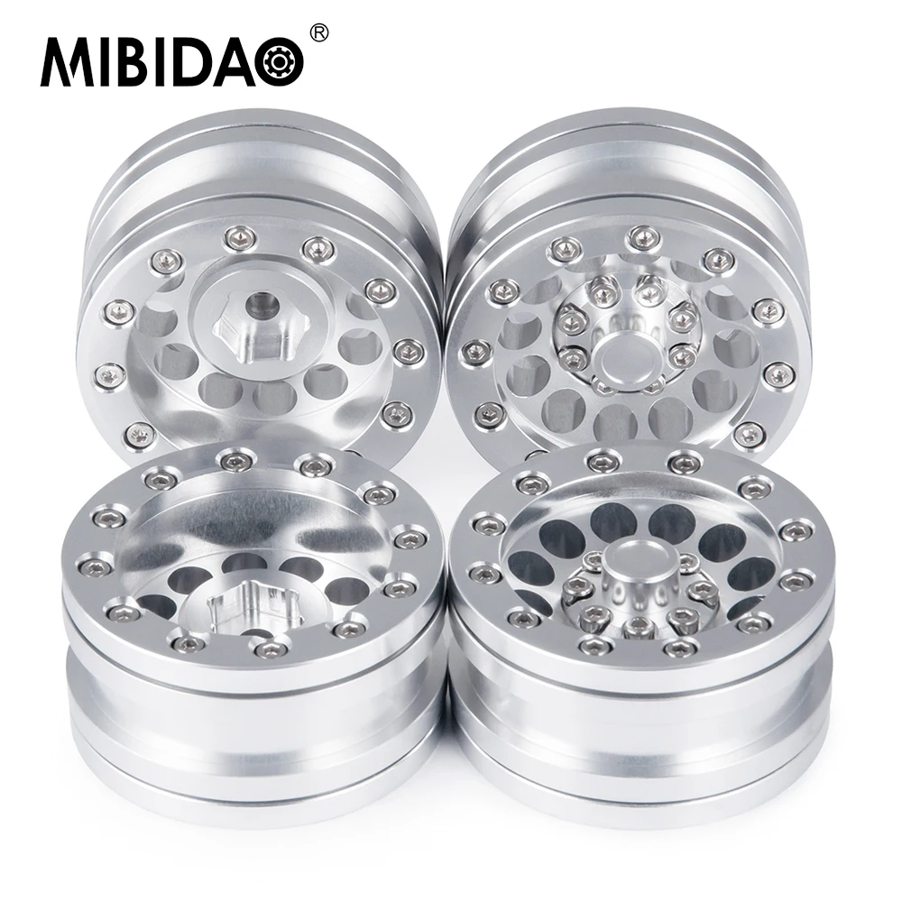 

MIBIDAO Metal Alloy 1.9 inch Beadlock Wheel Rims Hubs 28mm for Axial SCX10 D90 CC01 1/10 RC Crawler Car Model Parts