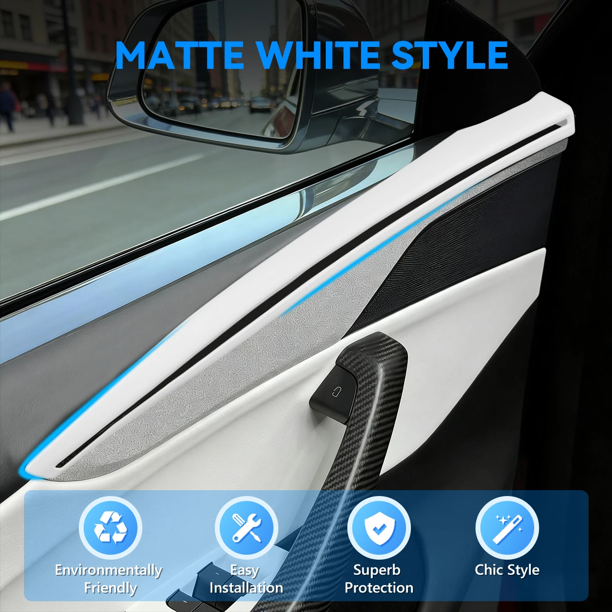 4PCS For 2025 2026 TESla Model Y Refreshed Juniper Front & Rear Door Panel Trim Cover Car Door Side Decorative Cover