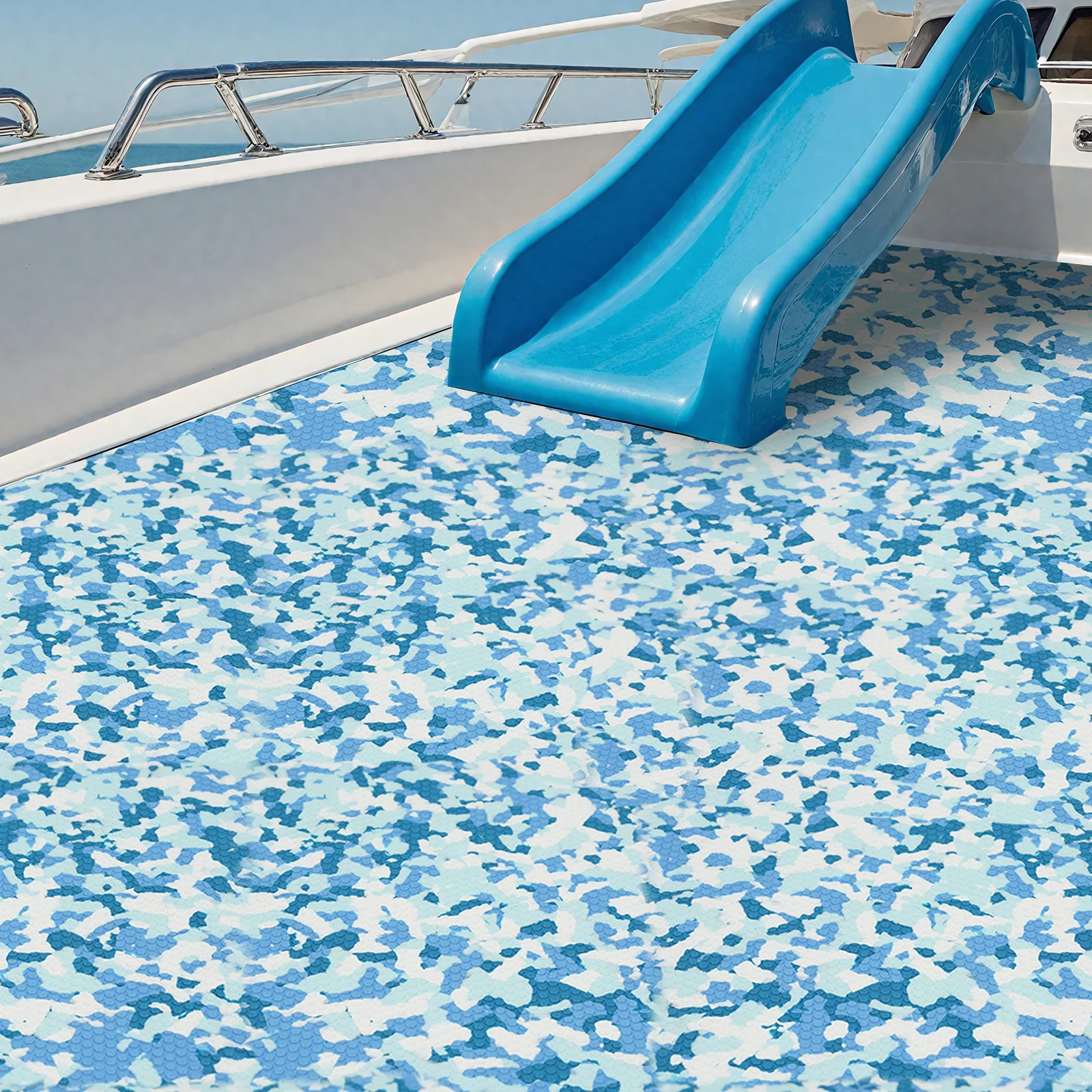 

Self-Adhesive EVA Anti-Slip Mat, Blue White Camouflage & Strong Adhesive For Boat Decks, RV, Yachts, Golf Carts, Car Floors