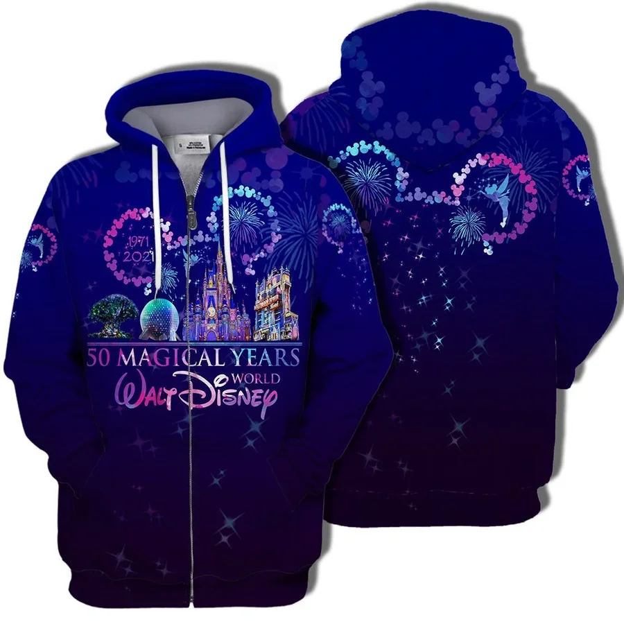 2023 New  Disney 50 Magical Years Walt Dn World Hoodie Zip Hoodie