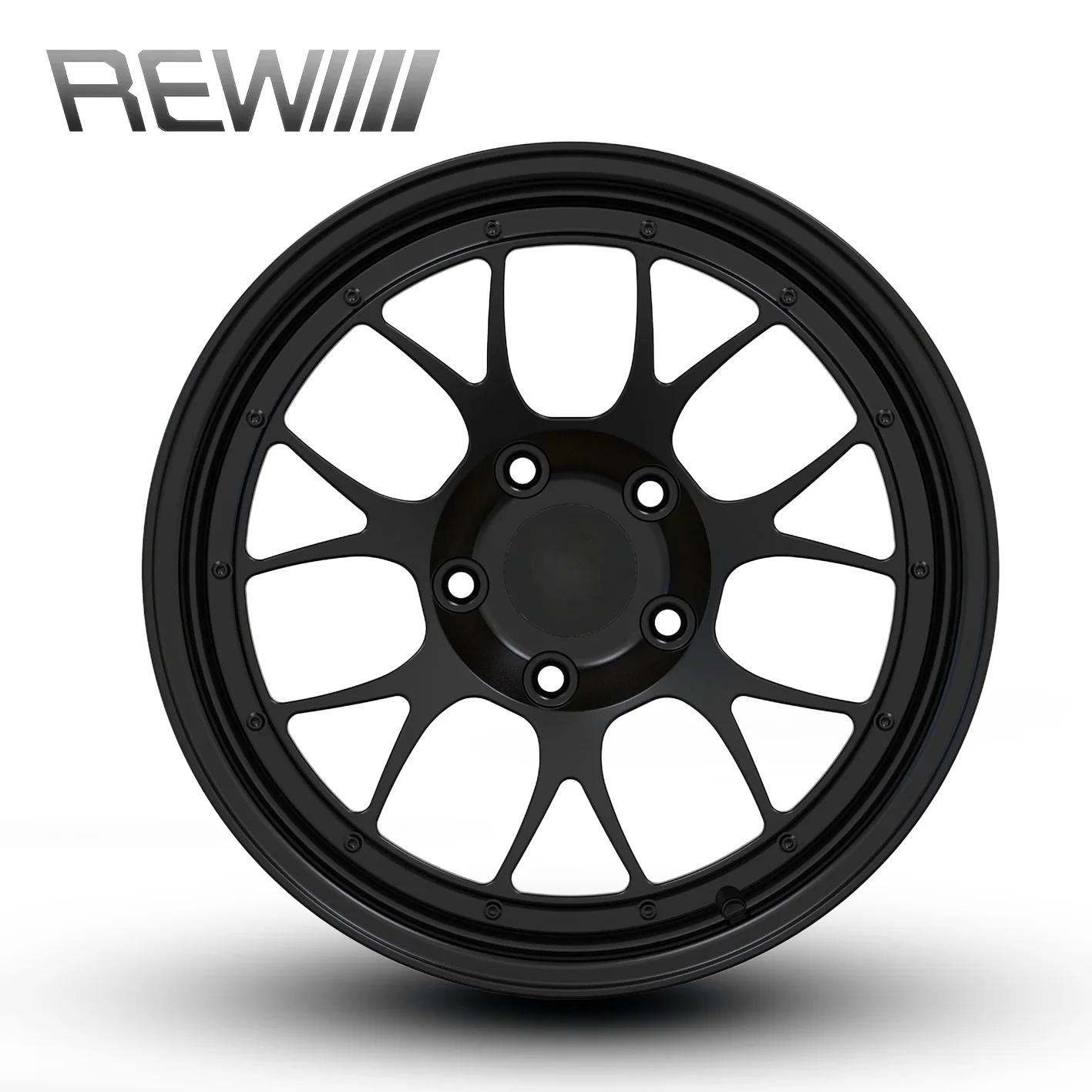 Black Wheels 15-18 Inch 5x114.3, Large Irregular Hollow Grid Spoke Rims, Dynamic Balanced Stable Street & Track Driving Rim