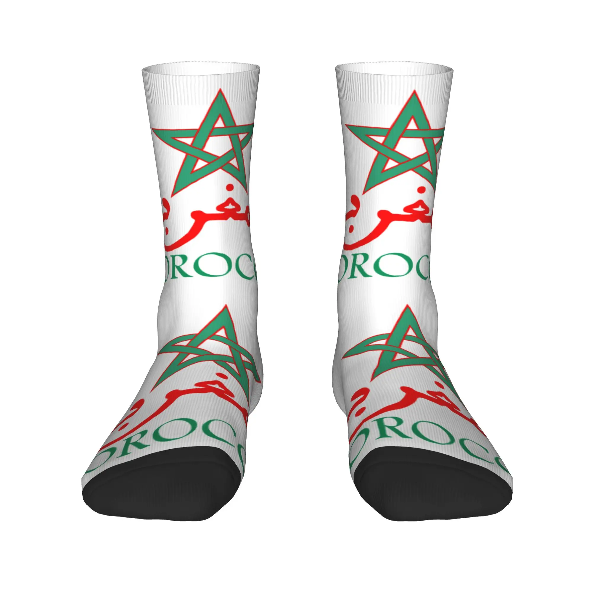 

Mexcian Flag Morocco Coat Of Arms Men Women Crew Socks Unisex Funny Breathbale Warm Dress Socks