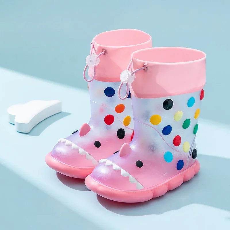 Children transparent RainBoots Baby Boys Girl PVC Outdoor Cartoon shark for Kids Waterproof Shoes Water boots girl