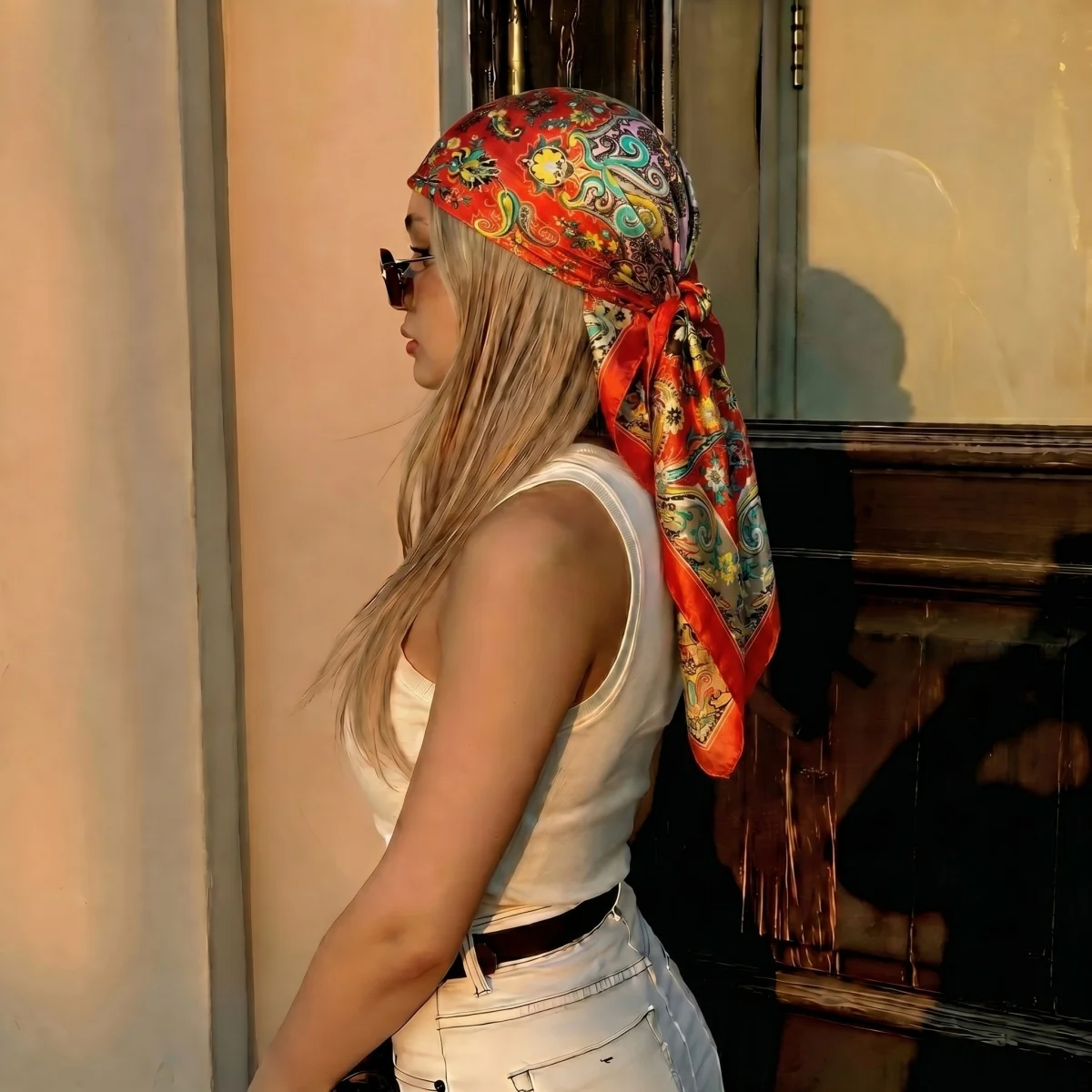 Scarf Print Square Hijab Bandana Handkerchief Satin Scarves Woman Headscarf Luxury Female Headband Soft Travel Head Decor