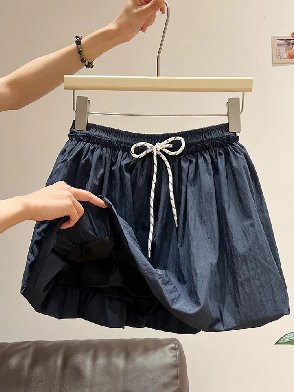 

plus Size Cloud Print Drawstring High Waist Flared Pants Casual Summer Shorts for Women Big Size A-Line Skirt