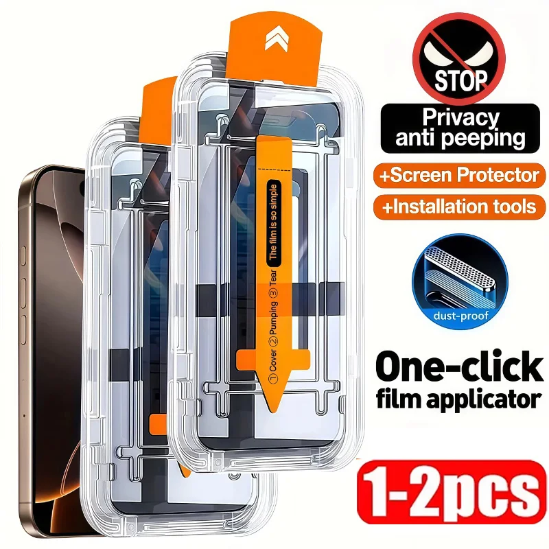 

1-2Pcs Oleophobic Coating Privacy Screen Protector For iPhone 16 16e 15 14 11 12 13 17 Pro Max X XR 17 Air Plus Tempered Glass