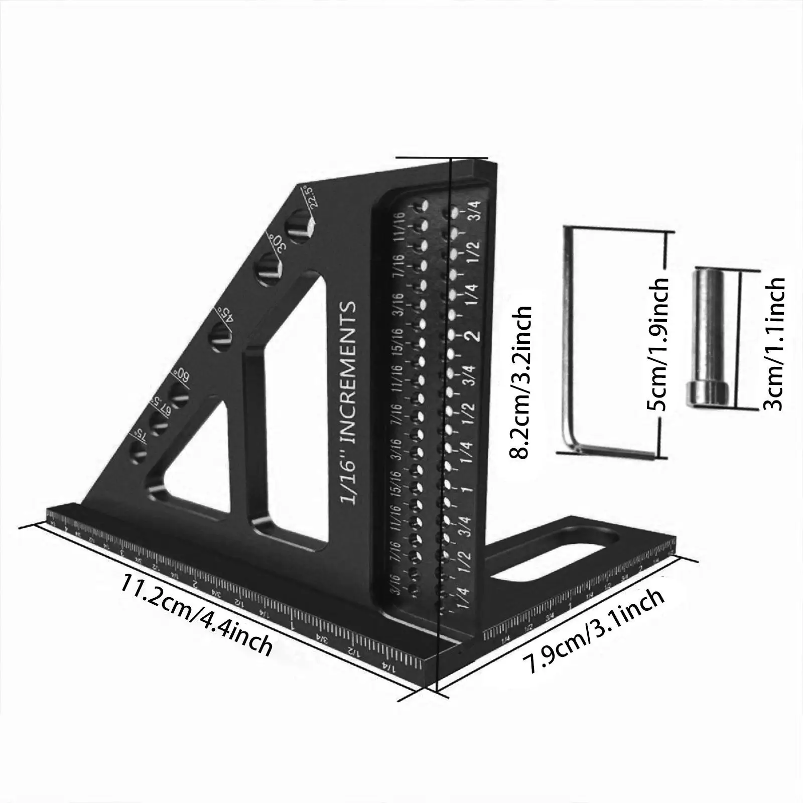 3D Multi Angle Measuring Ruler Triangle Angle Ruler Layout Tools Aluminum Alloy Versatile Carpenter Square for Drawing Engineers