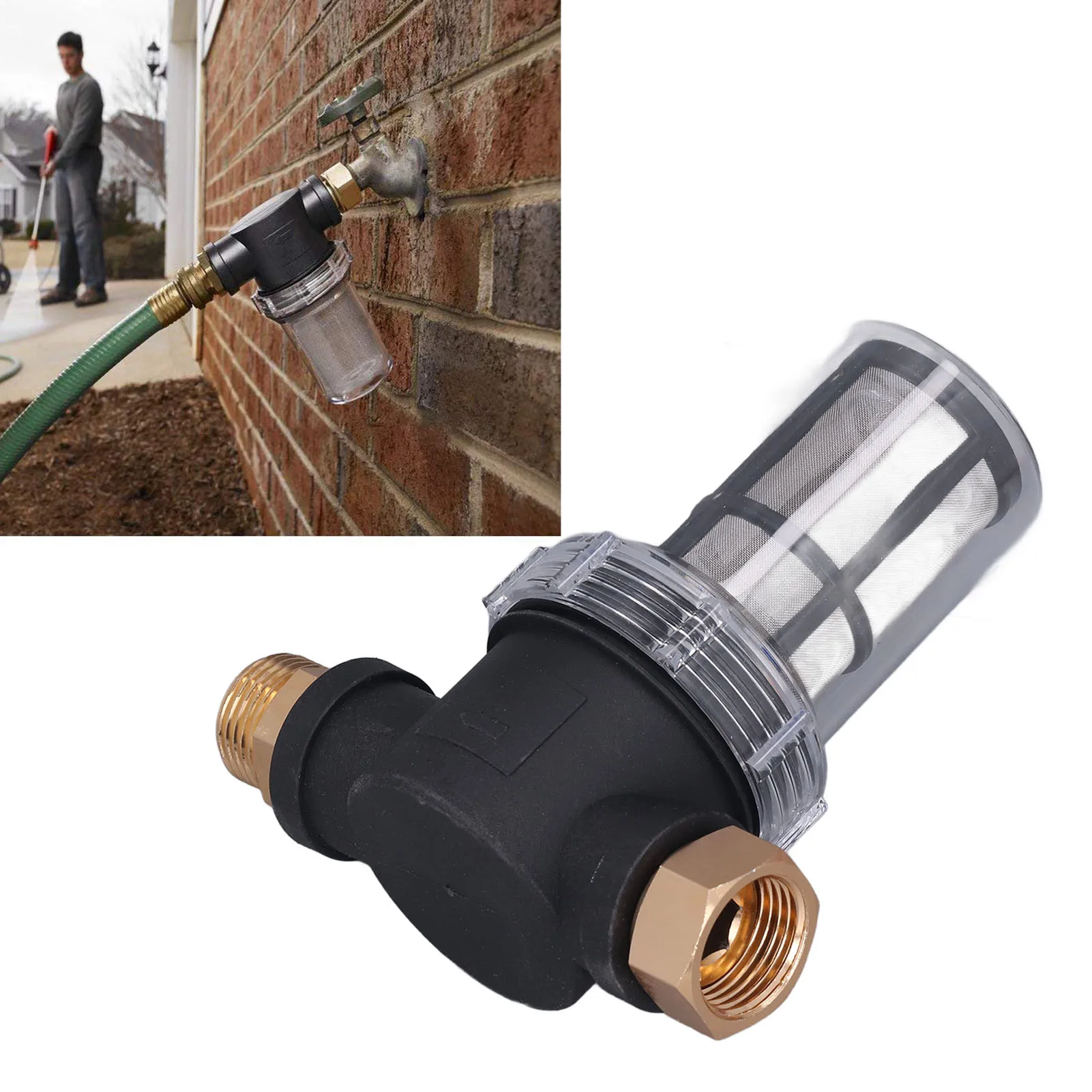 Garden Hose Filter Avoiding Blocking Engineering Plastic Whole House Sediment Water Filter 3/4 Inch Thread for Household