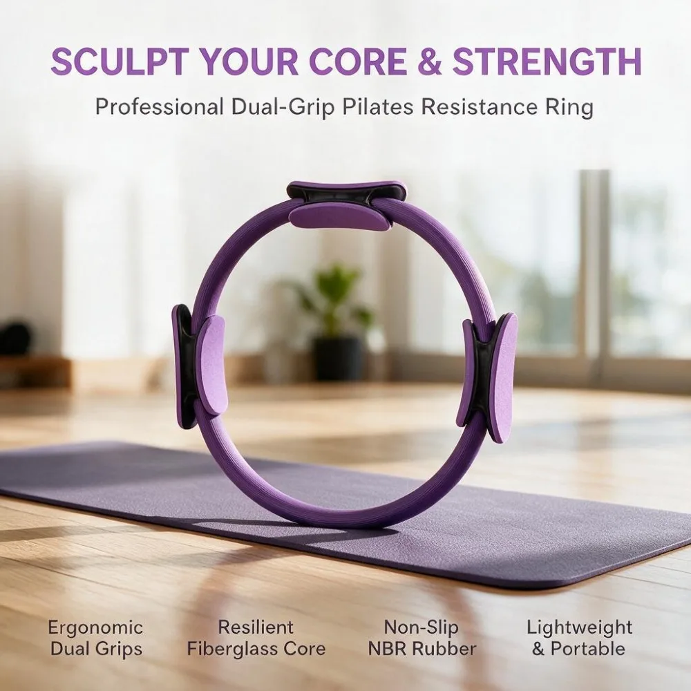 Yoga Pilates Ring Durable Non-Slip Exercise Circle Magic Exercise Circle with Dual Grip for Thigh Pelvic Floor Muscle Training