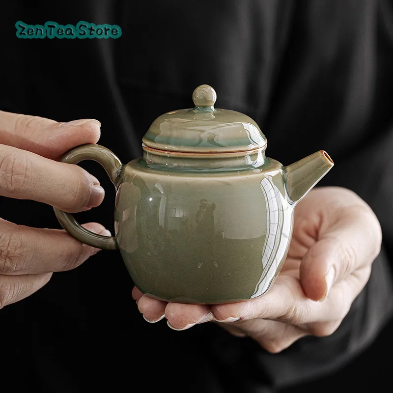 Yue Kiln Celadon Teapot Teapot Home Retro Pick Only Pot Single Pot Ceramic Kung Fu Tea Set Hand Grab Pot With Filter