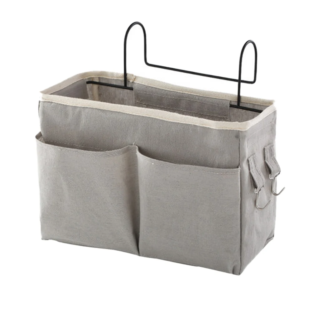 

Bedside Storage Bag Nordic Cotton Linen Bed Basket Hanging Organizer for Dorm Room Bunk Bedroom