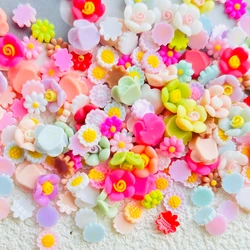 100pcs resin mixed flower flat back daisy sunflower flower convex circular scrapbook Diy nail art hair clip with accessories A37