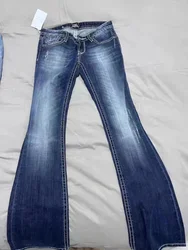 Gyaru Japanese Harajuku Trashy Y2K Jeans Women Low Rise Flare Denim Pants 2000s Bell Bottom Long Trousers Streetwear Vintage New