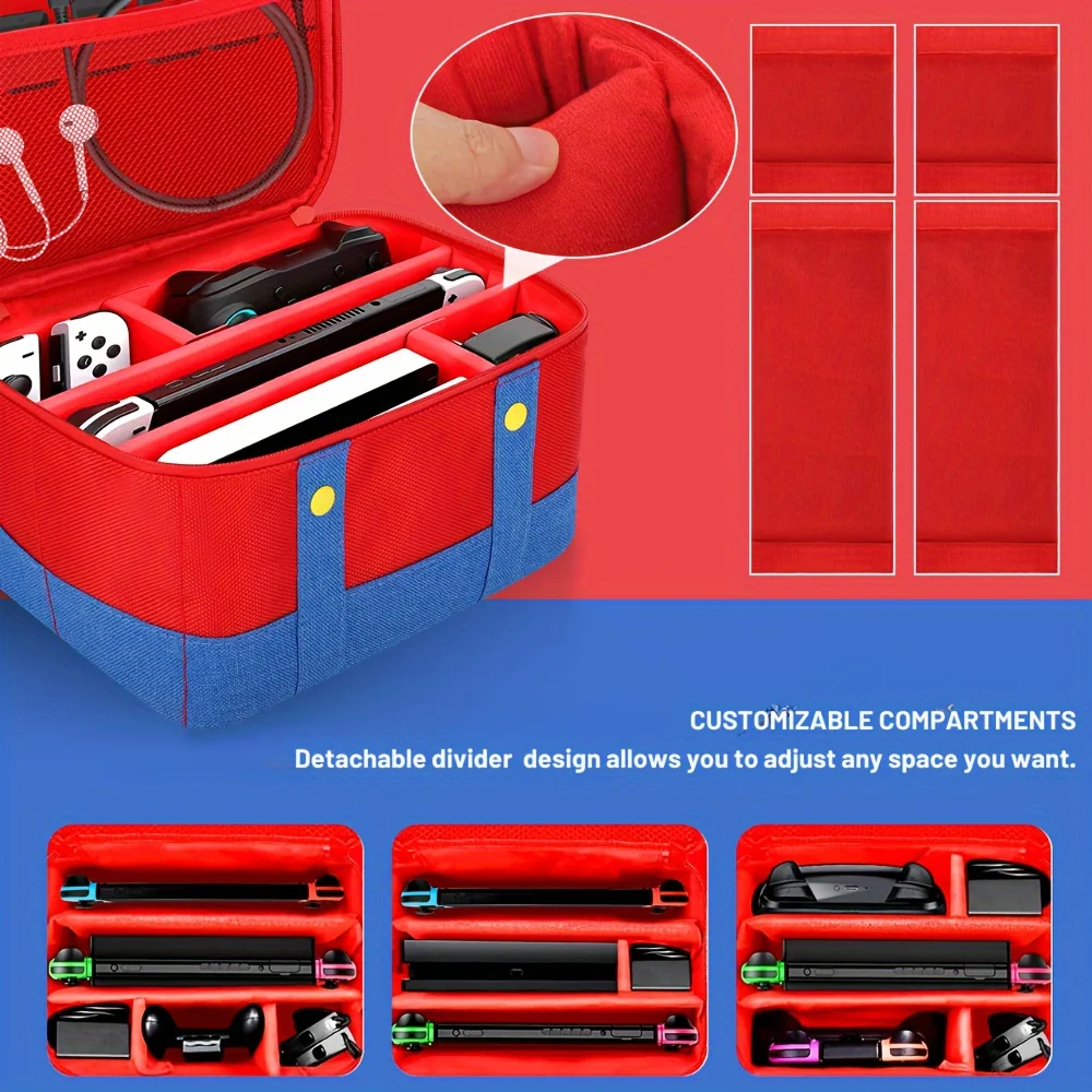 

Подходит для сумки-чехла Switch, обеспечивает защиту OLED-экрана, вмещает зарядную базу, портативную сумку NS большой вместимости, картриджи Lite.