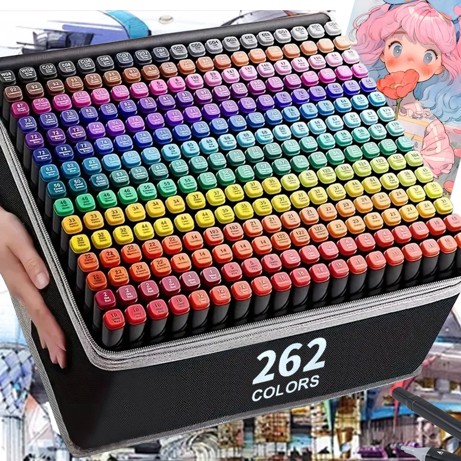 24/36/48/60/80/120 Colors Double Tip Permanent Art Marker pens for Drawing Painting Sketching Comics Design School Supplies