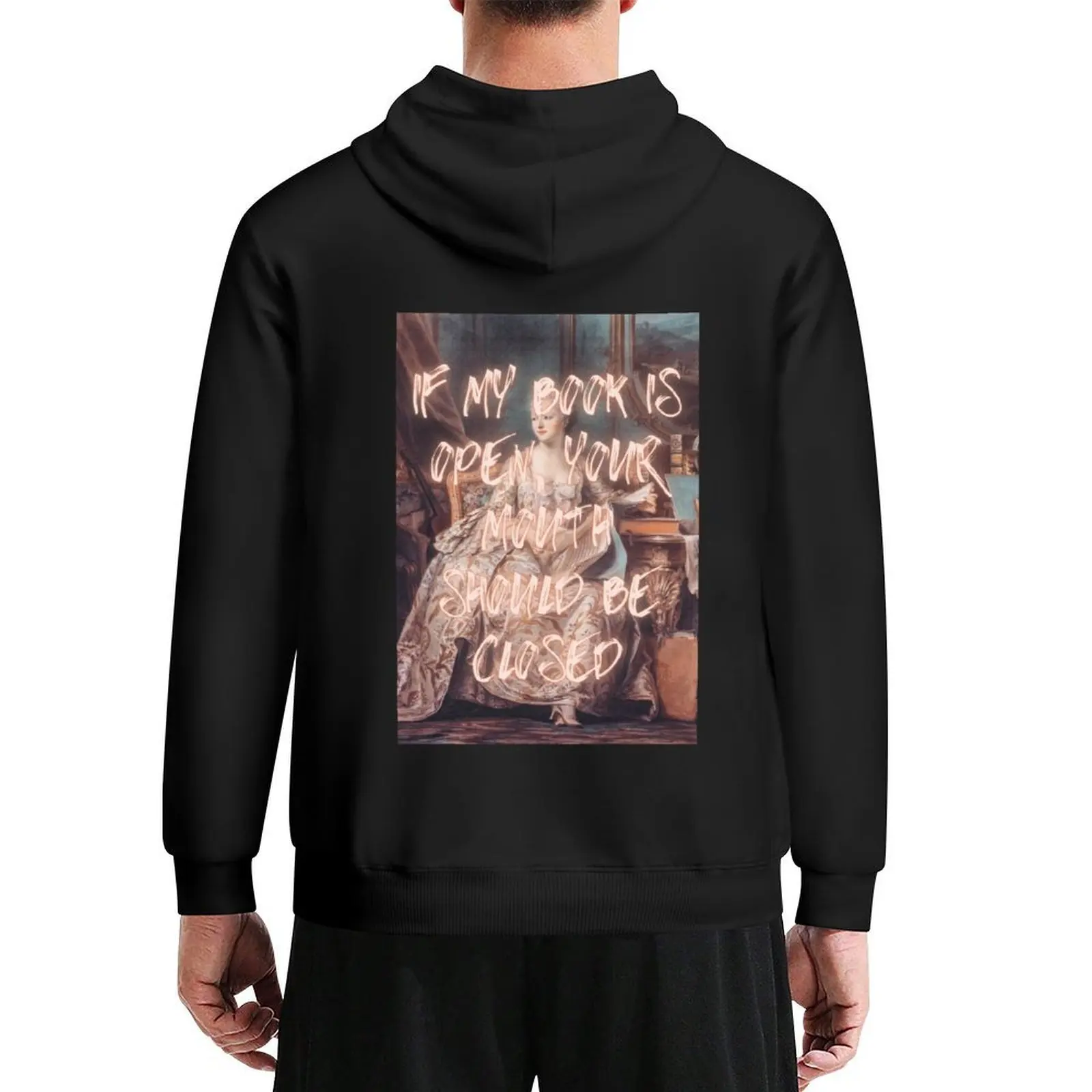 

Marquise de Pompadour If My Book is Open Altered Painting Hoodie fashion men autumn clothes hooded shirt men clothing tracksuits