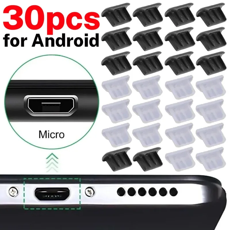 

30/20/10/1PCS Soft Silicone Dust Plugs for Android Micro USB Charging Port Protector Caps Anti-dust Plugs for Samsung Laptop