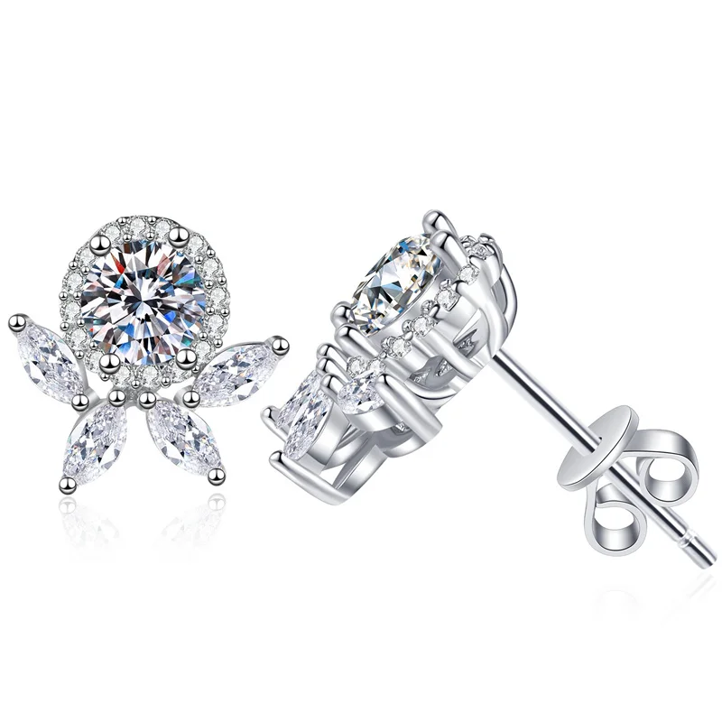 

E304 Lefei модные классические роскошные высококачественные муассанитовые модные серьги с листьями и цветком для женщин, ювелирные изделия из стерлингового серебра 925 пробы