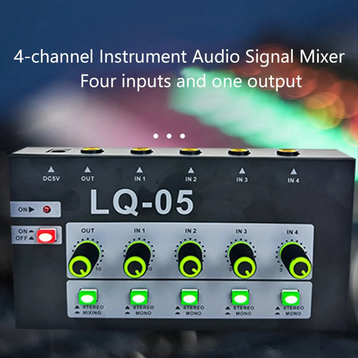 

Punctual- LQ-05 4-Channel Microphone Mixer, Mini Instrument Amplifier Audio Input Multifunctional Mixing Effect Device US Plug