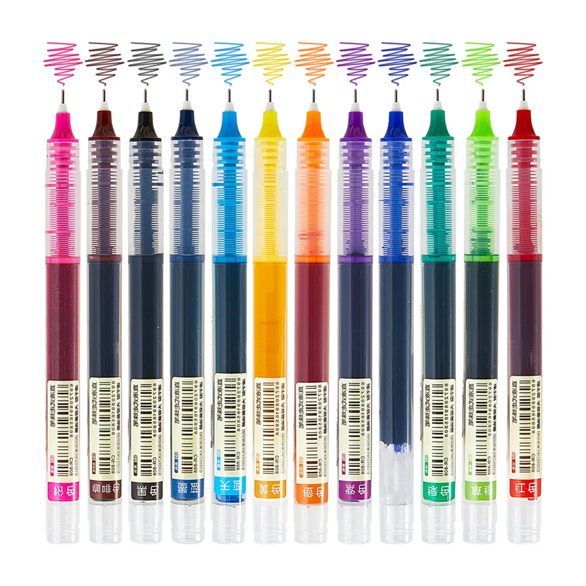 9/12 Colors Quick-Drying Straight Liquid Rollerball Pens, Full-Needle Large-Capacity Gel Pens for Smooth Drawing, Note-Taking
