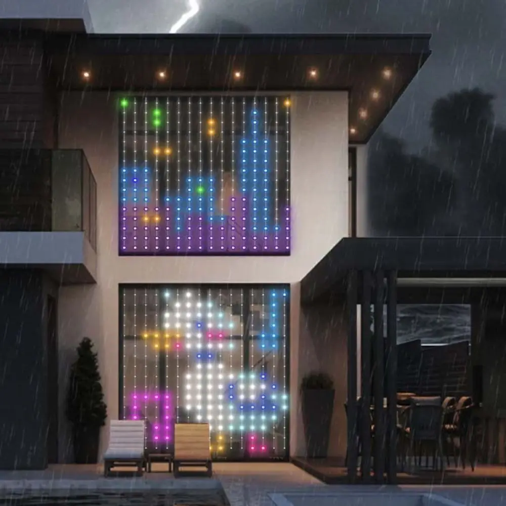 APP Controlled Fairy String Lights DIY Pattern IP65 Waterproof LED Curtain Lights RGB Color Changing USB Powered