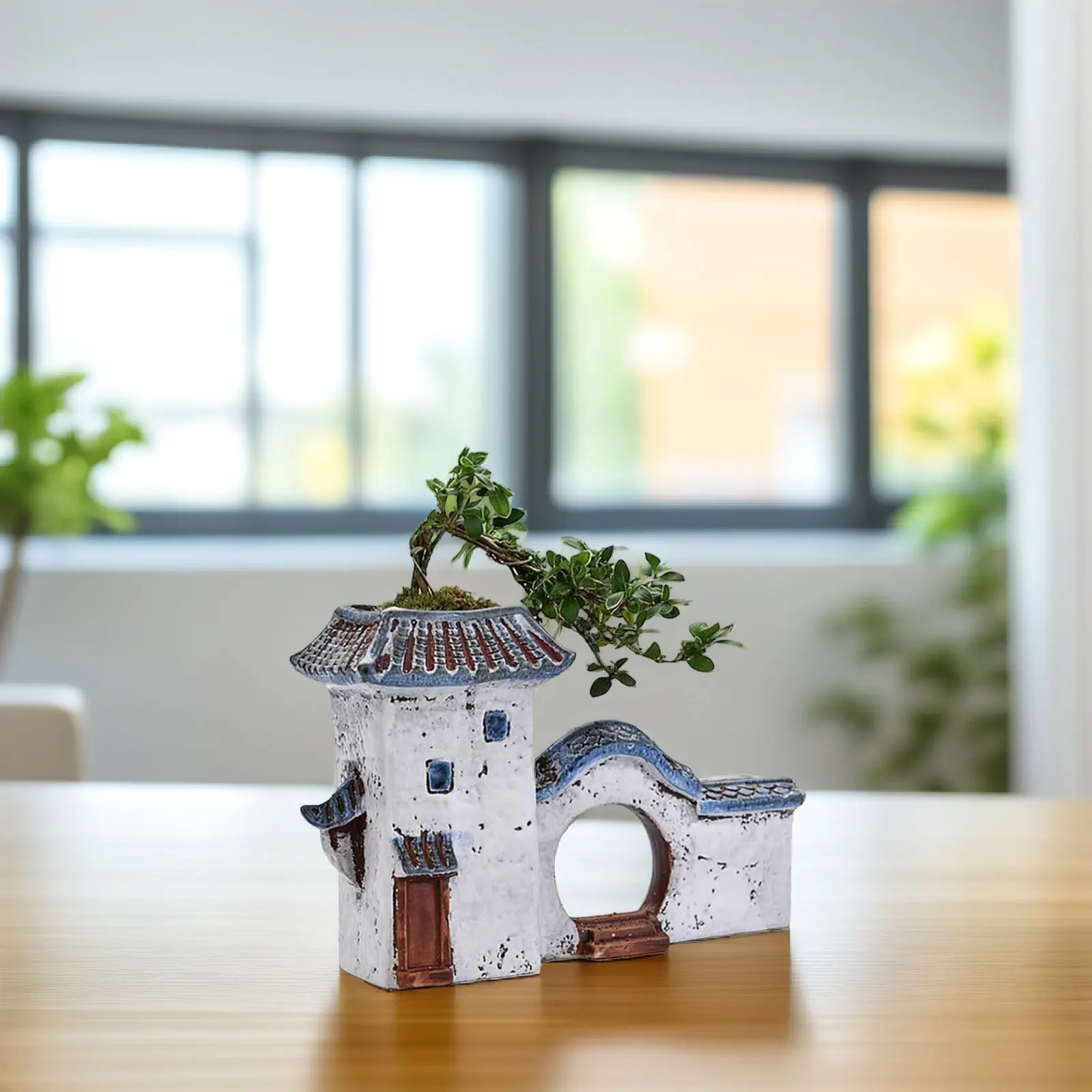 1Pcs Handcrafted Ceramic Flowerpot with Zen for Small Plants Succulents Indoor Decoration Home Office Garden Pot