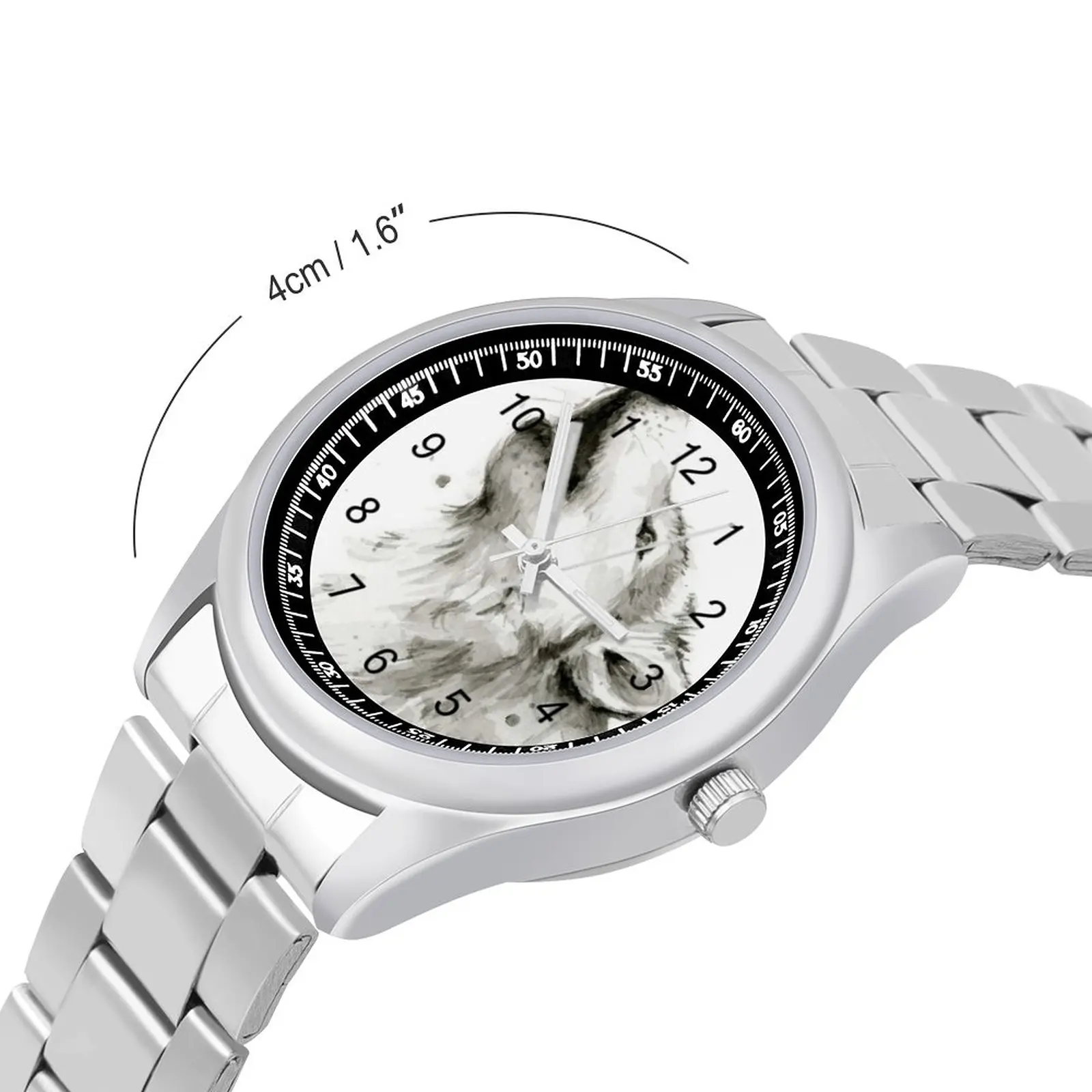 Wolf Howling Quartz Watch Watercolor High Class Retro Wrist Watch Steel Female Office Photo Wristwatch