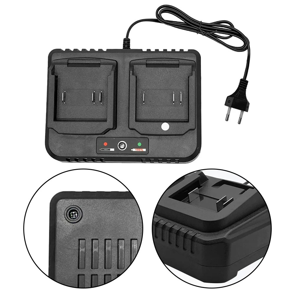 Compact Dual Port Charger Electric Tool Portable Charger Black Dual Port Charger Safety Protections ABS Material Easy Transport