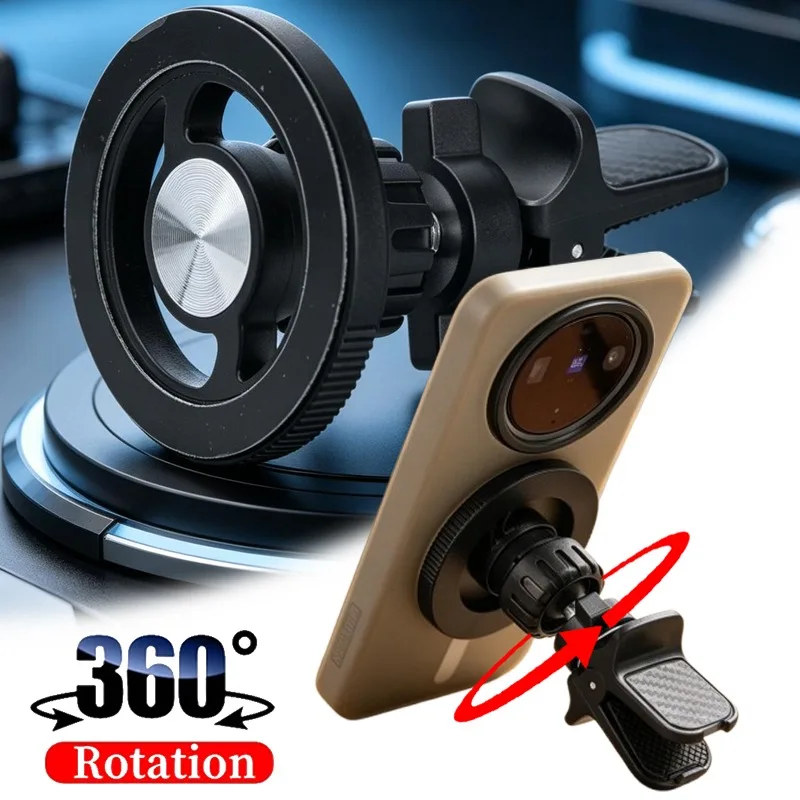 Universelle Lüftungsclip-Magnetische Auto-Handyhalterung mit 360°-Drehung °   Drehbare Magnetische Handyhalterung Kompatibel mit Auto-CD-Fächern