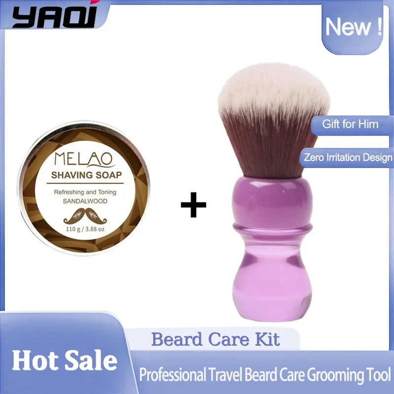 

YAQI 24 мм фиолетовая ручка норковый синтетический узел для волос мужская щетка для влажного бритья и набор мыла для бритья бороды профессиональный инструмент для домашнего ухода за волосами