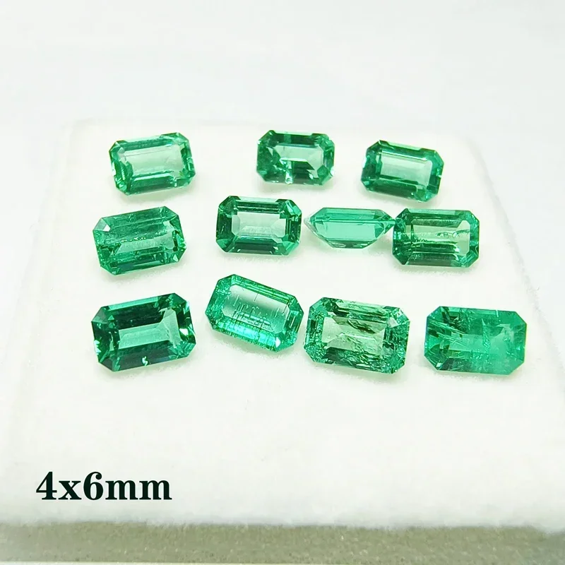 Lab Grown Columbia Emerald Small Size Emerald Shape Charms Gemstone DIY Ring Necklace Earrings Main Materials with Certificate