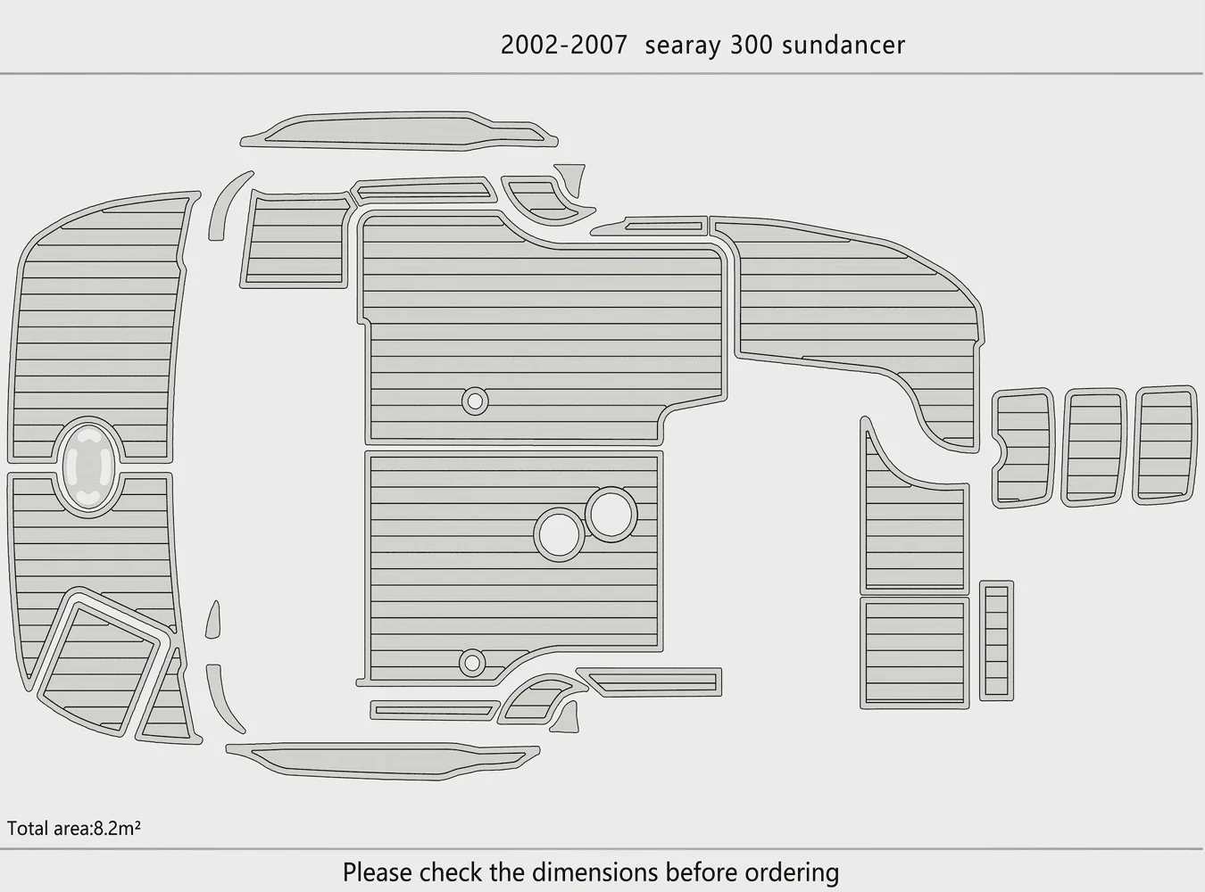 2002-2007 Sea Ray 300 Sundancer 1/4 "6 مللي متر إيفا رغوة عدم الانزلاق بولي كلوريد الفينيل خشب الساج التزيين البحرية حصيرة سيديك أكوا السجاد أرضية بحرية #3