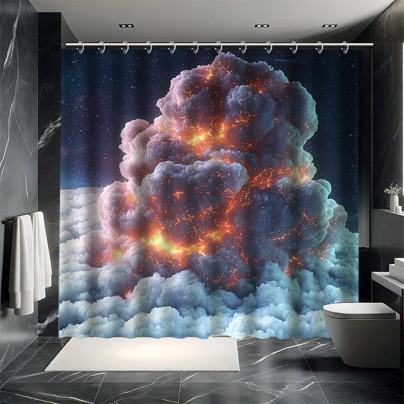 

Explosion Cloud Set - Starry Sky & Clouds, Water-Resistant Polyester, Bathtub Divider, Modern Decor,Machine Washable, All-Season