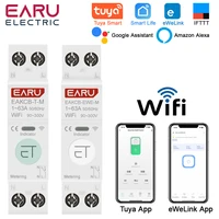 Tuya eWeLink WiFi disyuntor inteligente 1P + N 63A MCB interruptor de relé de tiempo medidor de energía kWh Protector de corriente de voltaje Control remoto
