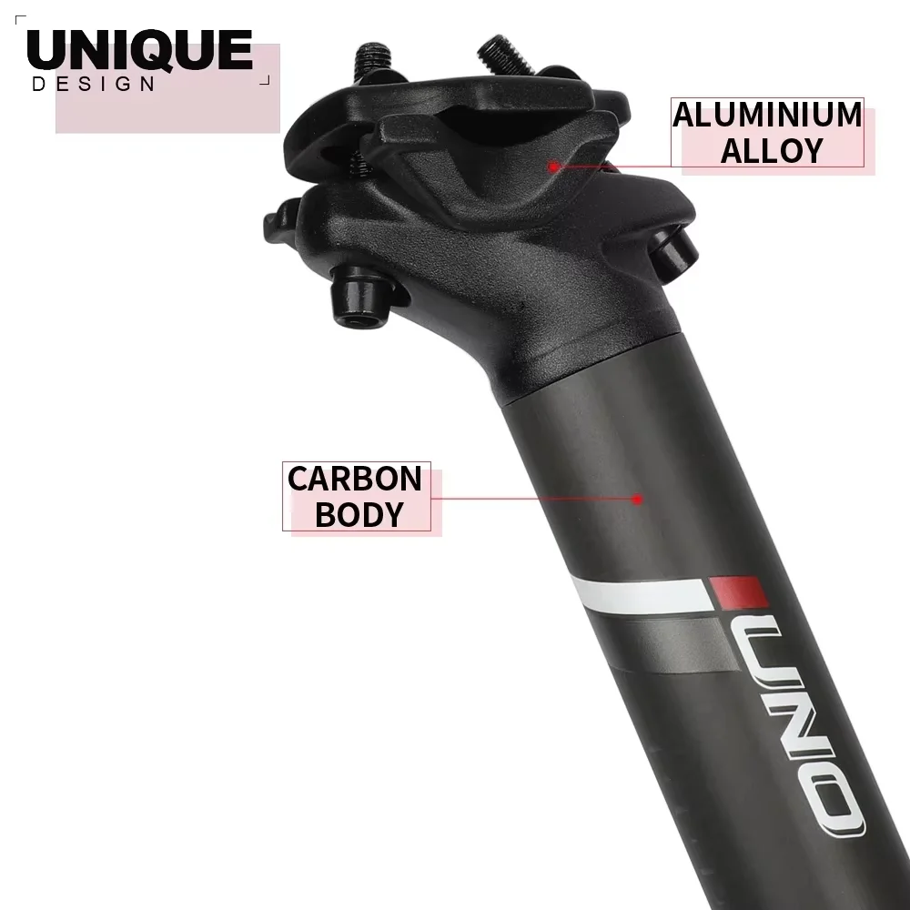 UNO MTB Bike Carbon Seat Post 27.2/30.9/31.6mmX350MM Road Ultralight Bike Seat Post