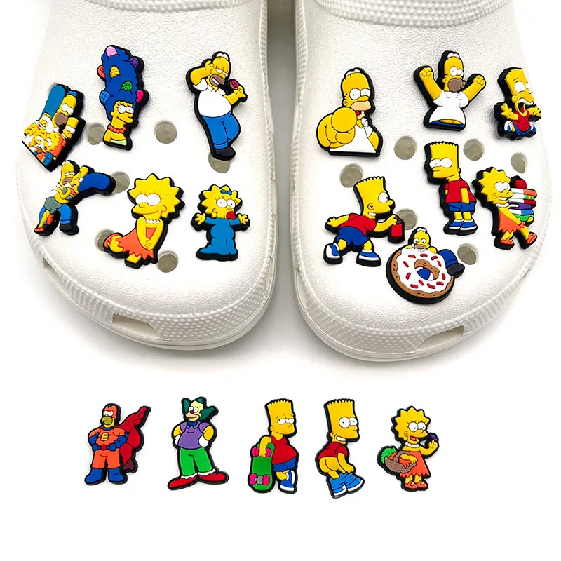 9-18pcs MINISO Simpson Series Cartoon Shoe Charms Accessories for Classic Clog Sandal Garden Shoe Decoration Buckle Kids Gifts