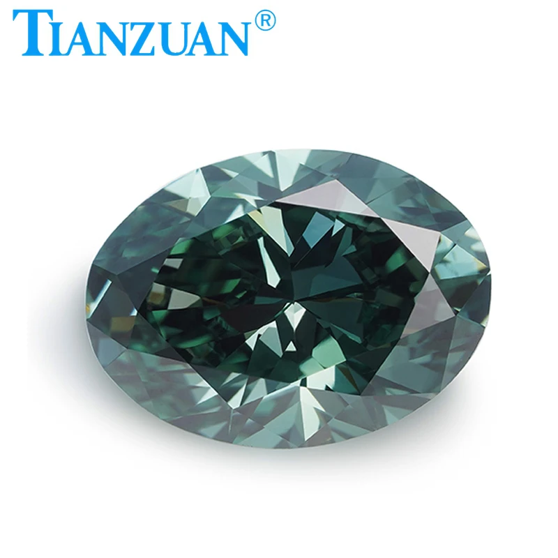 Lab Grown Diamond HPHT Oval Shape Fancy Deep Green Color VVS1/VVS2/VS2 2EX Loose Gemstone Bead with GEMID Certified