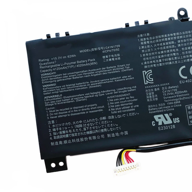 CP Laptop Battery C41N1709 0B200-02730000 0B200-02730300 15.2V/4120mAh /62Wh For ROG Strix SCAR Edition GL503VS Series Notebook