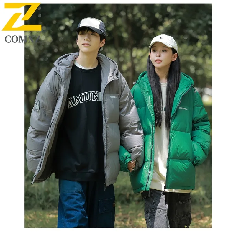 COMXZ High End Men Down Jacket Leisure Hood Design Outdoor Camping Cozy Warm Parka Hiking Windproof Lightweight Winter Coats