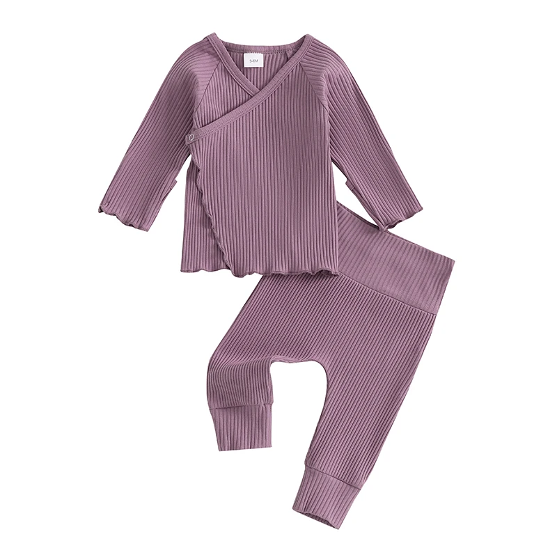 

Preemie Newborn Coming Home Clothes Long Sleeve Wrap Kimono T Shirt Tops Pants Set Spring Fall Outfit Baby Girl Clothes