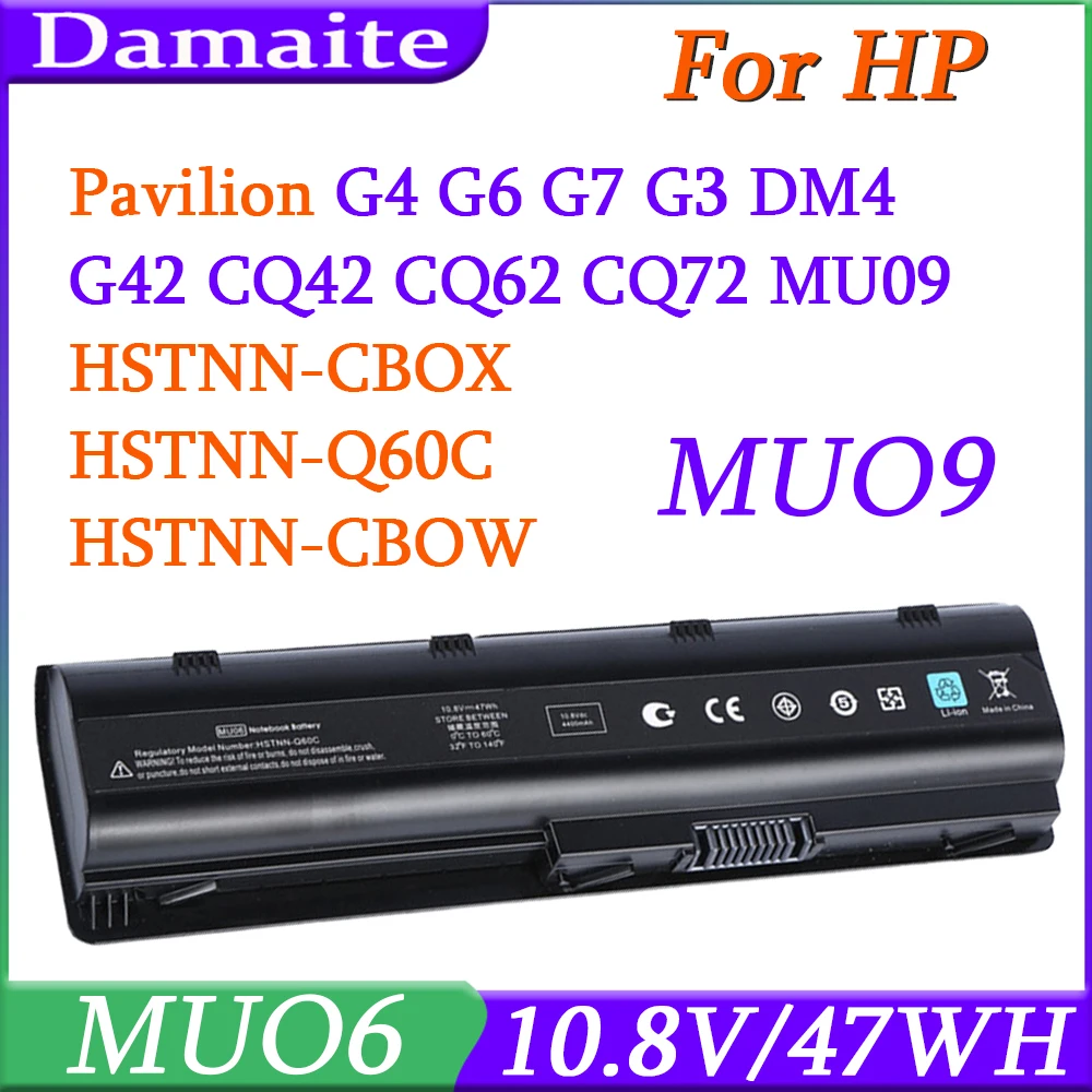 MU06 10.8V Laptop Battery for HP Pavilion G4 G6 G7 CQ42 CQ32 G42 CQ43 G32 DV6 DM4 G72 593562-001 HSTNN-LB0W HSTNN-DB0Y HSTNN-UB0